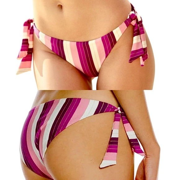 Agua Bendita Other - Agua Bendita Mila Palette Wisteria Stripe Bikini Swim Bottom LARGE Purple
